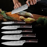 Kochmesser-Set 5tlg, Kochmesser Japanermesser Allzweckmesser Santoku-Messer Gemüsemesser mit Messerschärfer