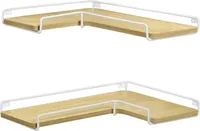 Vasagle Schweberegale, 2er-Set, L-förmige Eckregale für die Wand, Eckregal im Industriestil, für Wohnzimmer, Schlafzimmer oder Küche, Eiche natur