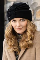 Vivisence damen toque premium eleganter wintermütze warm und gemütlich kopfbedeckung an winter und herbst warm dick strickmütze, klassisch mütze für frauen, hergestellt in der eu, schwarz, einheitsgrö