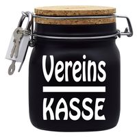 Spardose Vereins-Kasse mit Korkdeckel in Schwarz XXL