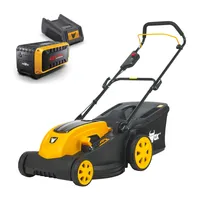 Mowox® EM 4340 P-Li 40V Akku-Rasenmäher mit Akku und Ladegerät für Rasenflächen bis 350m², Fangkorb 50L mit Füllstandsanzeige mit Hard-Top, Schnittbreite von 43cm, zentrale Höhenverstellung, XL-Räder,