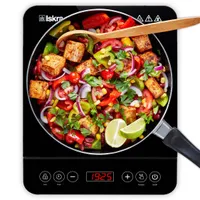 Iskra Induktionskochfeld 1 Platte, kratzfestes Keramikglas, Leistungsstarke Induktionsplatte einzeln mit Timer, Auto-Aus und Touch-Bedienung, 2000W