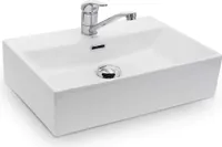 VILSTEIN Keramik Waschbecken - Aufsatzwaschbecken fürs Badezimmer - Hängewaschbecken aus Keramik - Eckig - 51cm x 36cm x 13cm - Weiß