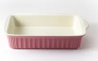 Hanseküche Auflaufform Groß für 4 Personen aus hochwertiger Keramik - Ideal für Lasagne, Aufläufe oder Tiramisu, Auflaufform Groß, Ofenbackform, Lasagneform rechteckig (Pink)