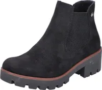 Rieker Damen Chelsea Boot Profilsohle Blockabsatz Stiefelette 79265, Größe:38 EU, Farbe:Schwarz