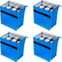 4er Set Mini Kühltasche Isoliert Blau Für 6 Dosen | Thermotasche Klettverschluss Campingtasche | Isoliertasche Kühlkorb | Camping Picknicktasche