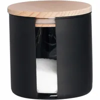 Ritzenhoff & Breker Vorratsglas "JYTTE SCHWARZ", 0,6 l aus schwarzem Glas, Buchenholzdeckel mit Silikon