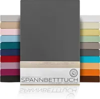 BEAUTEX Spannbetttuch Bettlaken aus gekämmter Baumwolle, Premium Jersey 160g/m², Größe und Farbe wählbar,140x200cm,Dunkelgrau, Matratzenart:Topper