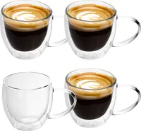 Zestaw szklanek termicznych Intirilife 4x z podwójnymi ściankami o pojemności 200-250 ml - Dmuchane, izolowane szklanki do latte macchiato, herbaty lub kawy z uchwytem