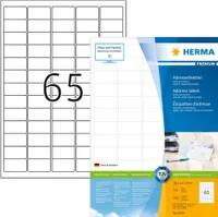 HERMA 4254, Biały, Samoprzylepne etykiety do drukowania, A4, Papier, Laser/Atrament, Na stałe