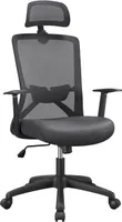 Yaheetech Bürostuhl Drehstuhl Ergonomischer Schreibtischstuhl Chefstuhl mit hoher Rückenlehne Kopfstütze und Lordosenstütze Wippfunktion Dunkelgrau