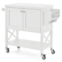 COSTWAY Küchenwagen mit Schrank, Gewürzregal und Ablage, Servierwagen Rollwagen 100x38x87cm weiß