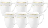 Wilmax Porzellan Becher mit Goldlinien, 320 ml, WL-880102431/A