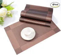Tischset, Platzset 4er set Rutschfest Abwaschbar PVC Abgrifffeste Hitzebeständig Platzdeckchen für Zuhause Restaurant Speisetisch Braun Silber