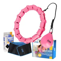 Zestaw hula-hoop do masażu ONE Fitness OHA02 z obciążnikami i pasem wyszczuplającym BR160 różowy