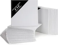 BELLE VOUS 24er Pack Kleine Leinwände zum Bemalen - 24x Mini Leinwand Zum Bemalen - 15x15cm vorgespanntes Canvas Leinwand Set - 24 Mini Leinwände