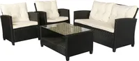 Outsunny Polyrattan Sitzgarnitur 4 tlg. Sitzgruppe Gartenmöbel Set Schwarz