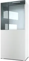 Vladon Stand-/Hänge Vitrine Movie, Weiß matt/Grau Hochglanz - Moderne Glasvitrine - (BxHxT): 50,5 x 111 x 32,5 cm