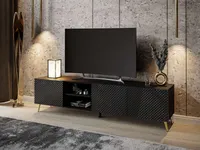 TV-Schrank GEORGIA Schwarz / Schwarz hochglanz, Beine: Gold