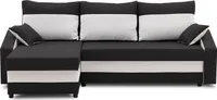 Ecksofa HEWLET mit Schlaffunktion L-förmig - Eckcouch mit Bettkasten - Federn Bonell - Stoff MIKRO 15 + MIKRO 31 Schwarz&Weiß