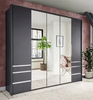 Wimex Everly Falt-/ Drehtürenschrank 250cm Kleiderschrank graphit Spiegel 3-türig