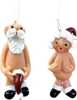 Weihnachtsbaumschmuck Frecher Weihnachtsmann, Weihnachtsmütze, nackter Weihnachtsmann, Christbaumschmuck zum Aufhängen (Großeltern, 2er-Pack)