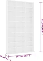 vidaXL Skriňa na CD biela 102x16x177,5 cm Materiál drevo