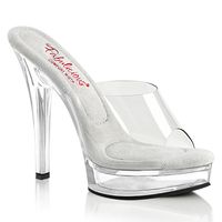 MAJESTY-501 Fabulicious Pohodlné dámske vysoké podpätky Platform Mules Clear