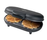 Bestron Doppel-Waffeleisen für klassische Herzwaffeln, Herzwaffeleisen mit Backampel & Antihaftbeschichtung, ideal für Kindergeburtstage, Ostern & Weihnachten, Farbe: Mattschwarz