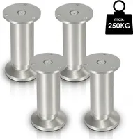 4X Möbelfüße Couch Stützfuß Verstellbar Schrankfuß Schrank Sofafuß Bettfüße-Aluminium-80mm