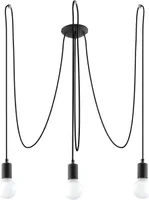 Kronleuchter EDISON 3 schwarz 3xE27 60W Stoff, Stahl 150x300x300cm Sollux Lighting