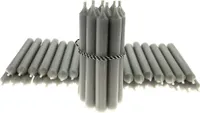 Stabkerzen aus Paraffin, 110/13 mm, Grau, KERZENFARM HAHN, Brenndauer ca. 2h, 49 Stück pro Verpackung