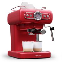 Klarstein Espresso Siebträgermaschine mit Milchaufschäumer, 1,2L Retro Mini-Espressomaschine mit Siebträger, 950 W Kaffeemaschine Klein, Edelstahl-Kaffeemaschine für Cappuccino, Latte & Macchiato