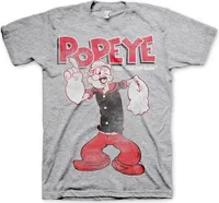 Popeye Distressed Sailor Man T-Shirt - XX-Large - Heather-Grey