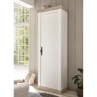 Garderobenschrank Landhausstil FERNA-61 in Pinie weiß Nb. mit Absetzungen in Pinie dunkel Nb., B/H/T: ca. 73/201/38 cm