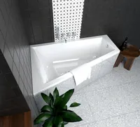 ECOLAM Eckbadewanne Trapez Rita Badewanne Acryl Trapezbadewanne 160 x 100 cm links + universelle Styroporverkleidung 1.041 Füße Ablauf Viega Silikon