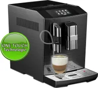 Acopino Kaffeevollautomat Espressomaschine in gebürsteten Edelstahl, One-Touchfuktion, schwarz