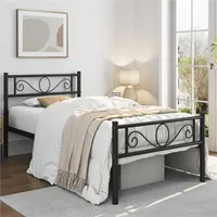 Yaheetech Bettrahmen Metallbett für 90 x 200 cm Matratze Bettgestell aus Metall Gästebett mit Lattenrost Schwarz