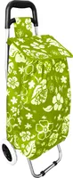 Einkaufstrolley Lemon-Grün mit Blumenmuster + Rädern / klappbar