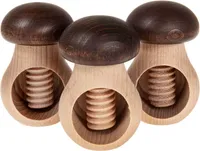 SIDCO Nussknacker Pilz 3 x Holz Nussschraube Steinpilz Nussbrecher mit Schraubgewinde