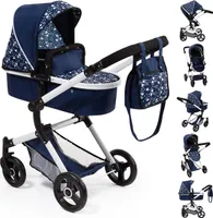 Bayer Design Kombi-Puppenwagen Neo Vario mit Tasche, wandelbar als Jogger, verstellbarer Griff, dunkelblau