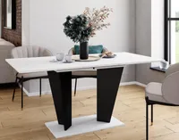 Sellon24® Esstisch Ausziehtisch 120-160 Weiß Schwarz Esszimmertisch für 4-6 Personen, mit Synchronauszug, ABS-Kante, 120x76x80 (BxHxT)  VIOLAN II R