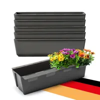 BigDean 6er Set Paletten Blumenkästen - Einsatz - mit Hängesystem zum Einhängen -37cm anthrazit - Pflanzkasten für Europalette Balkonkasten Blumentopf