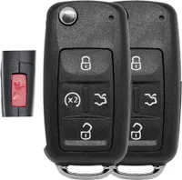 2X Auto Klapp Schlüssel Gehäuse kompatibel mit VW SEAT SKODA 5 Tasten Fernbedienung Rohling