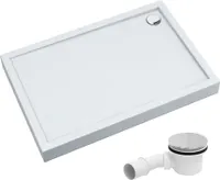 AQUABAD® Duschwanne Komplettset Ultima LeakProtect® Smooth White 80x100cm Rechteck mit Ablaufgarnitur Alcadrain A49CR