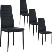 HJ WeDoo 4er Set Esszimmerstühle , Edles Küchenstuhl mit Bezug aus Kunstleder & Metall Gestell, Esszimmer Moderner Polsterstuhl, 120kg , Schwarz
