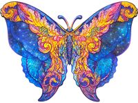 Unidragon Holzpuzzle - Puzzle mit einzigartiger Form, tollen Farben, präzisen Puzzleteilen - Tolles Geschenk für Erwachsene & Kinder, Jungen, Mädchen Intergalaxie-Schmetterling,  (23 x 17 cm) 108 pcs, Small