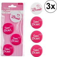 3x Anstecker Braut + Team Braut im 4 er Set