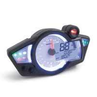 Tachometer KOSO Digital Cockpit RX1N GP Style Drehzahlmesser mit ABE, weiß / blaues Display universal für Motorrad Quad Roller