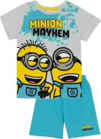 Minions - "Mayhem" Schlafanzug mit Shorts für Jungen NS7350 (110) (Grau/Blau/Gelb)